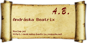 Andráska Beatrix névjegykártya