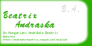 beatrix andraska business card