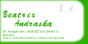 beatrix andraska business card